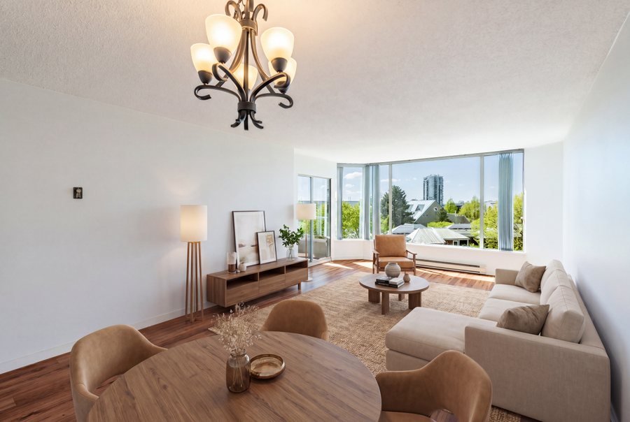 Living room, virtually staged