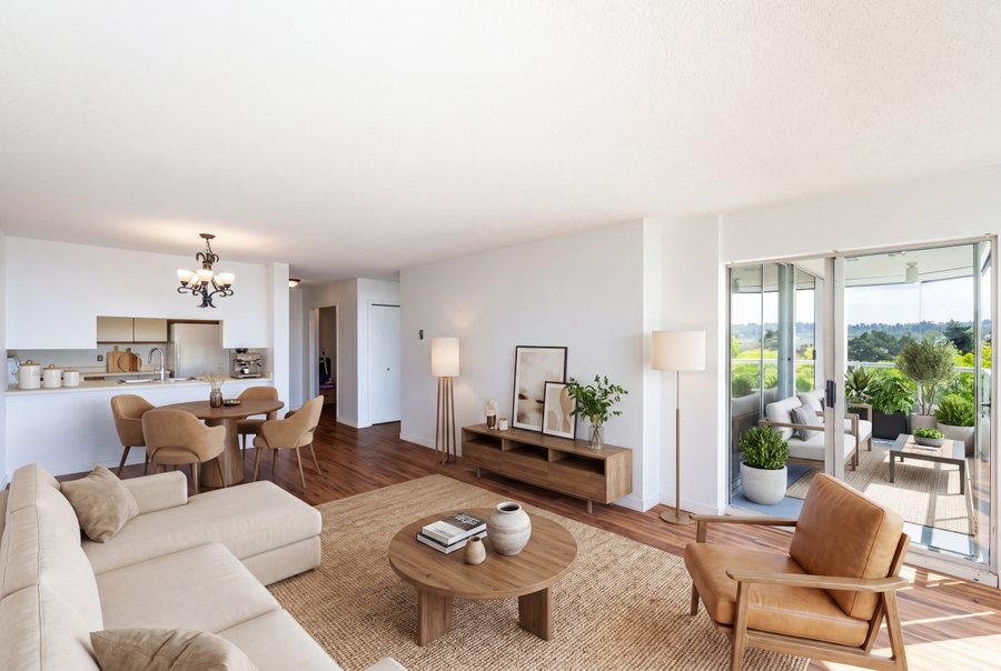 Living room — second angle, virtually staged